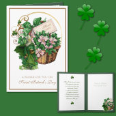 St. Patrick Shamrock Basket Religious Blessing Kaart