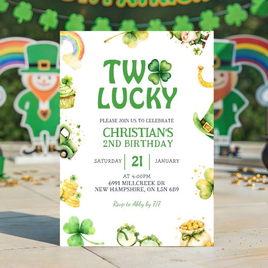 St Patrick Two Lucky Birthday Invitation