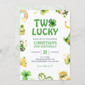 St Patrick Two Lucky Birthday Invitation Kaart (Voorkant / Achterkant)
