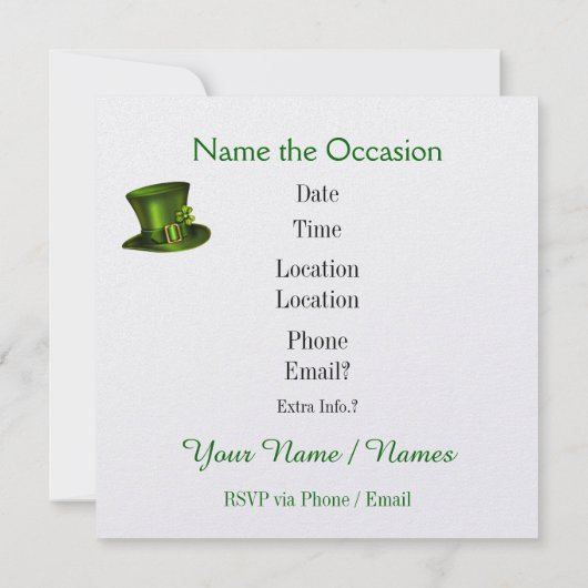 St. Patrick uitnodiging (Achterkant)