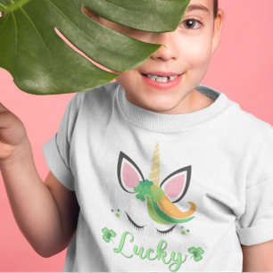 St Patrick Unicorn Lucky Green Clover Shamrock Fun T-shirt