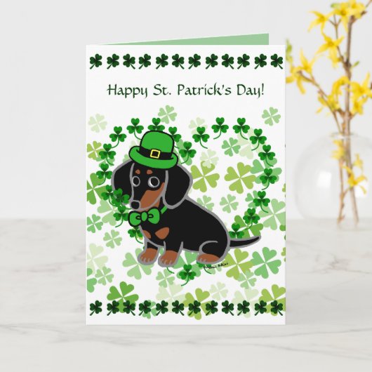 St. Patrick van de zwarte en Tan Dachsund de Kaart (Gele Bloem)