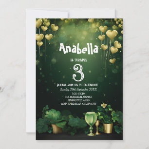 St. Patrick verjaardagsfeestje klavers en ballonne Kaart