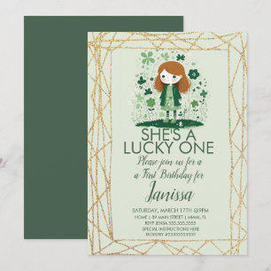 St. Patrick Verjaardagsmeisje Shamrock Glitter Fra Kaart