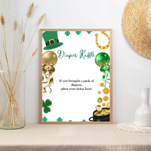 St Patrick Waterverf Baby shower luierloterij Poster