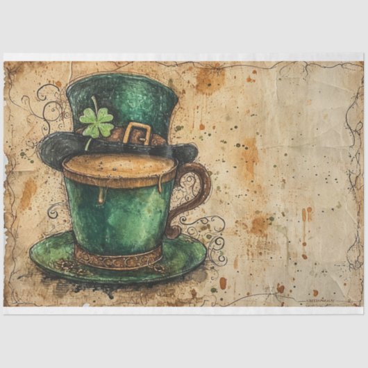 St. Patrick Whimsical Coffee Green Tales Tissuepapier (Voorkant)
