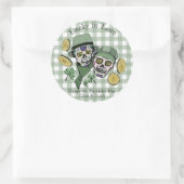 St Patricks Aangepaste naam Groene schedel Lucky i Ronde Sticker (Tas)