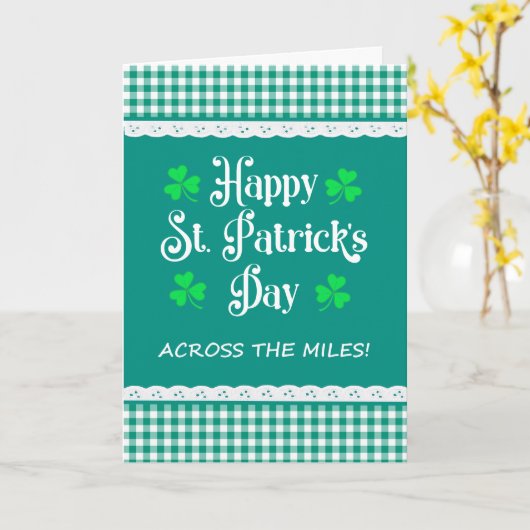 St Patrick's Across the Miles Shamrock Green Check Kaart (Gele Bloem)