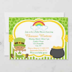 St. Patricks African American Girl Baby shower Kaart