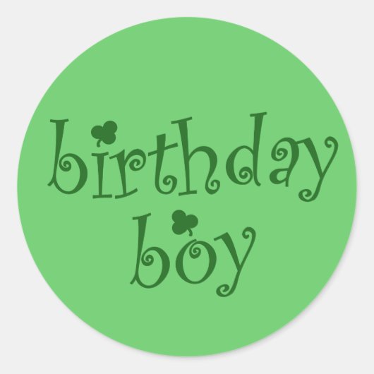 St Patrick's Birthday Boy met Shamrocks Ronde Sticker (Voorkant)