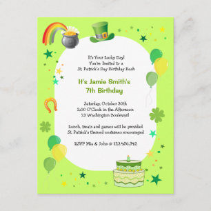 St. Patrick's Birthday Costume Party Invitation Kaart