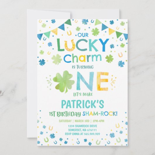 St. Patrick's Birthday Invitation Lucky Charm (Devant)