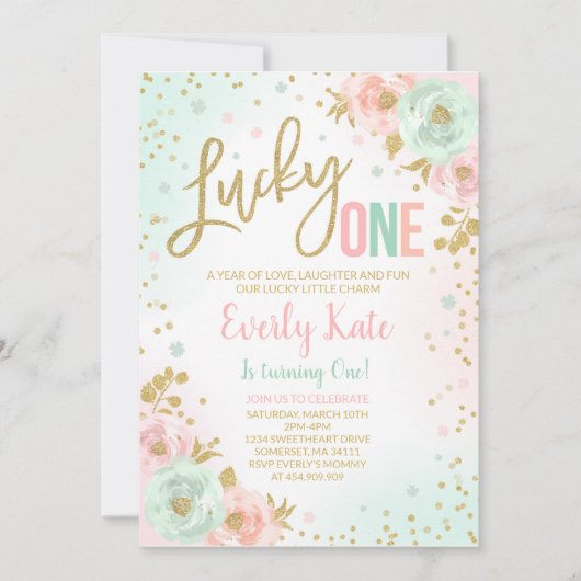 St. Patrick's Birthday Invitation Lucky One Party (Devant)