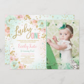 St. Patrick's Birthday Invitation Lucky One Party (Devant / Derrière)