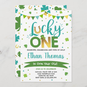 St. Patrick's Birthday Invitation Lucky One Party Kaart