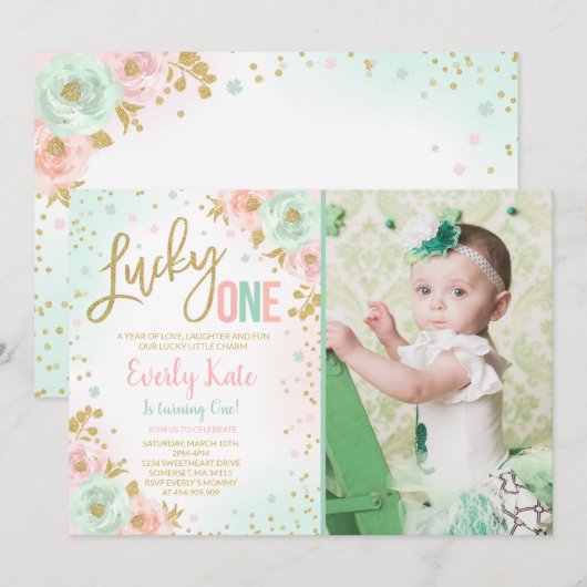 St. Patrick's Birthday Invitation Lucky One Party Kaart (Voorkant / Achterkant)