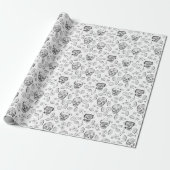 St Patricks Black & White Irish Sugar Skulls Cadeaupapier (Uitgerold)