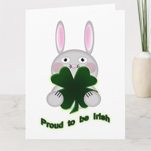 St. Patricks Bunny Proud om Irish Shamrock te word Kaart (Voorkant)