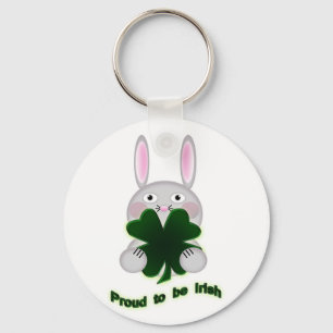 St. Patricks Bunny Proud om Irish Shamrock te word Sleutelhanger