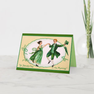 St. Patricks Carte de voeux Vintage - Couple danci