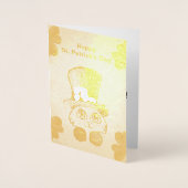 St. Patrick's Cat and Shamrocks Drawing, ZKOA Folie Kaarten (Voorkant)