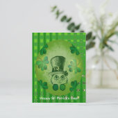 St. Patrick's Cat met Shamrocks Drawing Briefkaart (Staand voorkant)