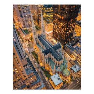 St. Patrick's Cathedral New York City Luchtfoto Foto Afdruk