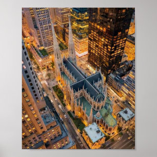 St. Patrick's Cathedral New York City Luchtfoto Poster