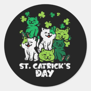 St Patricks Catricks Dag Katten Saint Pattys Ronde Sticker