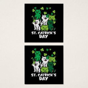 St Patricks Catricks Day Katten Saint Pattys Vierkante Visitekaartjes