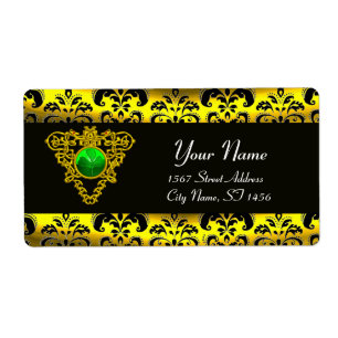 ST PATRICK'S CELTIC HEART BLACK EN GOLD DAMASK ETIKET