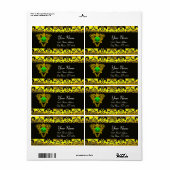 ST PATRICK'S CELTIC HEART BLACK EN GOLD DAMASK ETIKET (Full Sheet)
