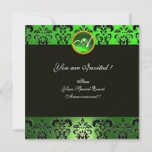 ST. PATRICK'S CELTIC HEART Green Damask Monogram Kaart (Achterkant)