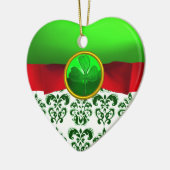 ST PATRICK'S CELTIC HEART GREEN SHAMROCK MONOGRAM KERAMISCH ORNAMENT (Links)