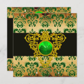 ST.PATRICK'S CELTIC HEART Groen Damast Perkament Kaart (Voorkant / Achterkant)