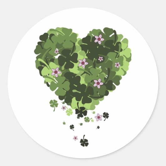 St. Patrick's Clover Heart Ronde Sticker (Voorkant)