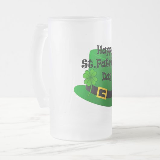 St. Patricks Custom 16oz Frosted Mok (Voorkant links)