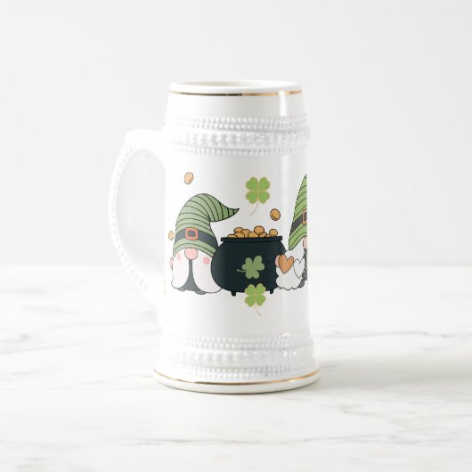 St. Patrick's Cute Day Gnomes Bierpul (Voorkant links)