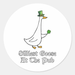 St. Patrick's Dag Domste Gans In De Pub Mannen Vro Ronde Sticker