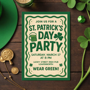 St. Patrick's Dag Feestje Vintage Ierse Kroeg Groe Kaart