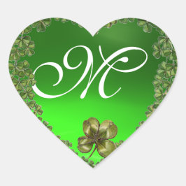ST.PATRICK'S DAG GROENE EMERALD GEM SHAMROCK HEART HART STICKER