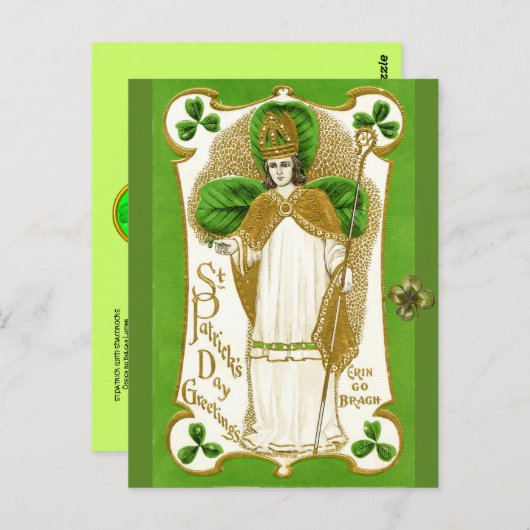 ST.PATRICK'S DAG GROENE SCHAMROKKEN EN TRINITY BRIEFKAART (Voorkant / Achterkant)