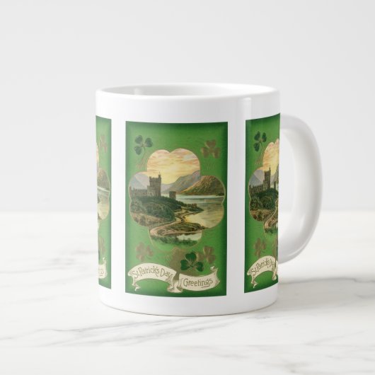 St. Patricks Dag Groeten Shamrock Castle Extra Grote Mok (Voorkant rechts)
