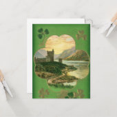 St. Patricks Dag Groeten Shamrock Castle Kaart (Voorkant / Achterkant in situ)