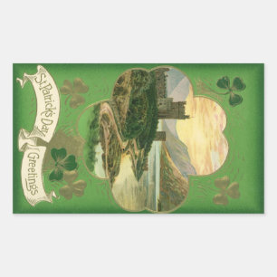  St. Patricks Dag Groeten Shamrock Castle Rechthoekige Sticker