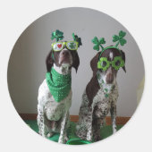 St Patricks Dag Honden Party Ronde Sticker (Voorkant)