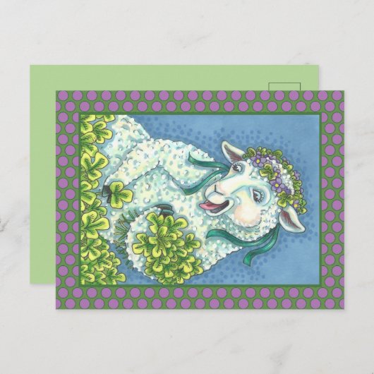 ST. PATRICK'S DAG IRISH EWE, SCHAPEN BRIEFKAART (Voorkant / Achterkant)