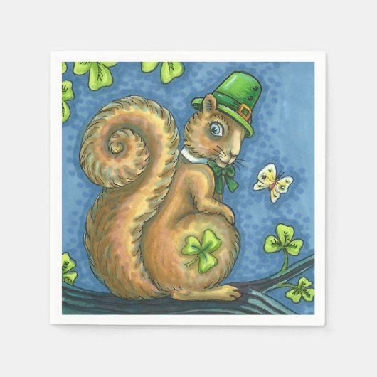 ST. PATRICK'S DAG LEPRECHAUN IRISH SQUIRREL, Lucky Servet (Voorkant)
