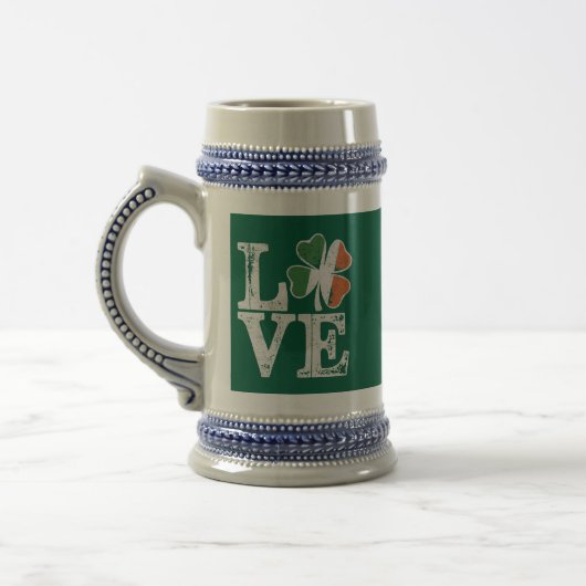 St. Patrick's Dag Liefde Gelukkig Iers Klaver Groe Bierpul (Links)
