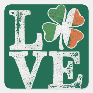 St. Patrick's Dag Liefde Gelukkig Iers Klaver Groe Vierkante Sticker